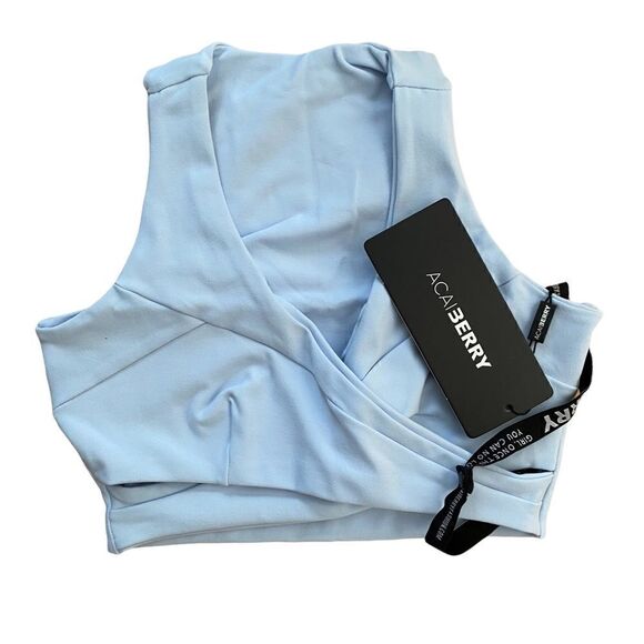 AciaBerry Twister Top Sports Yoga Light Blue Small NWT - Picture 4 of 6
